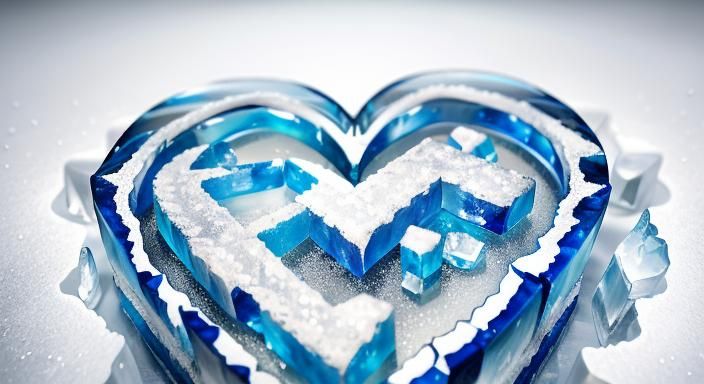 Intricate Ice Heart: A Vivid, Frozen Masterpiece