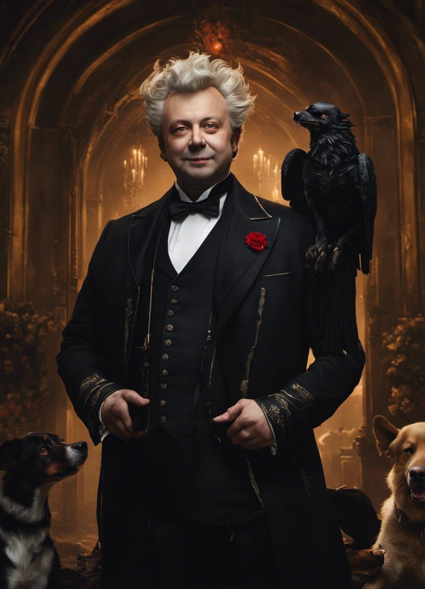 Detailed Portrait of Aziraphale as a Grunge Demon