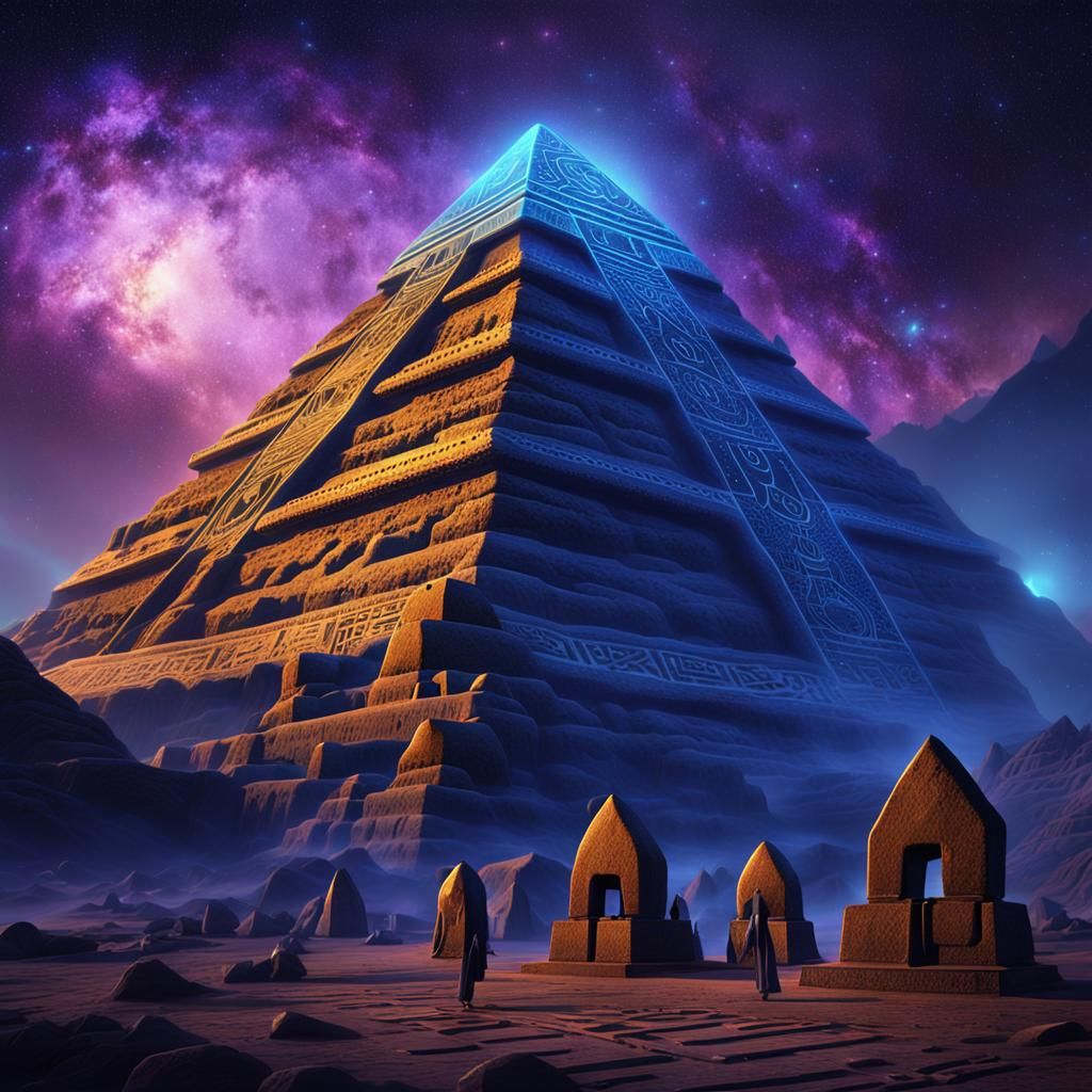 Ancient Alien Architecture Under Starry Sky