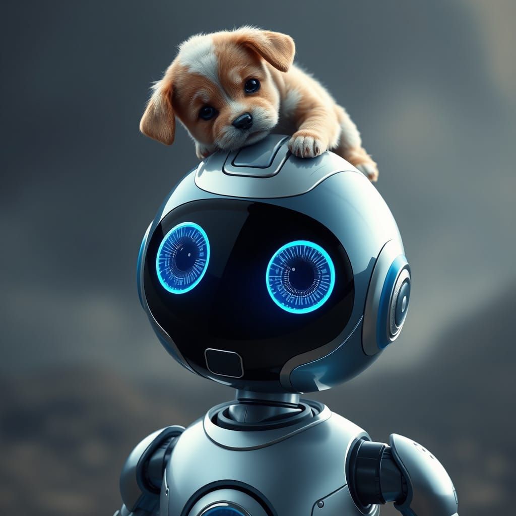 Robot Petting Puppy: Digital Art