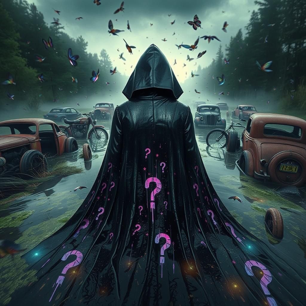 Ethereal Figure Emerges from Swamp in Dreamlike Distortion