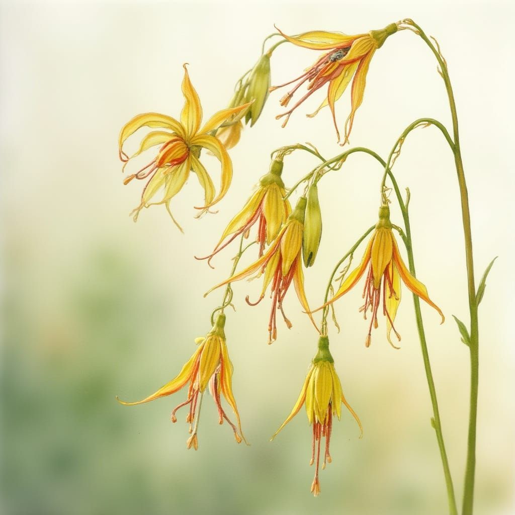 Strophanthus Gratus in Ethereal Watercolour Style