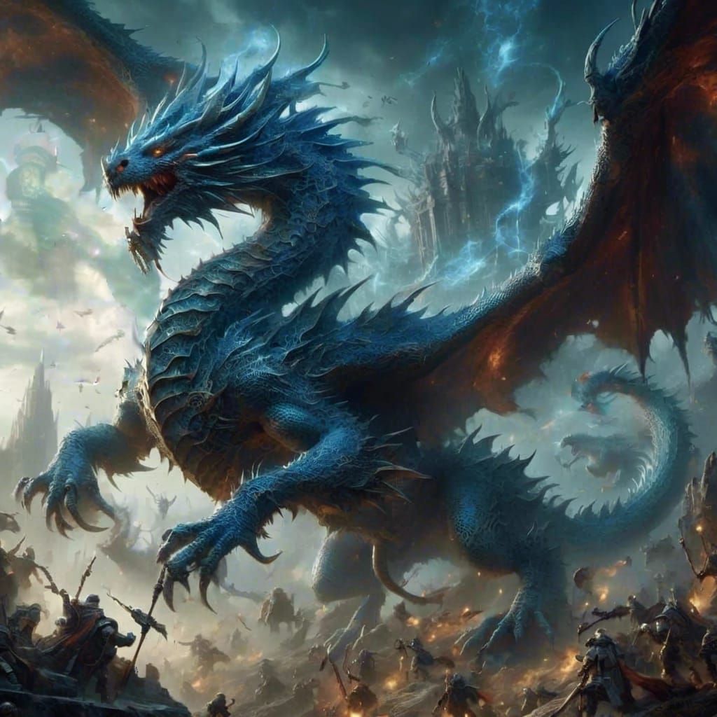 Ethereal Blue Dragon in Fantasy Realism Style