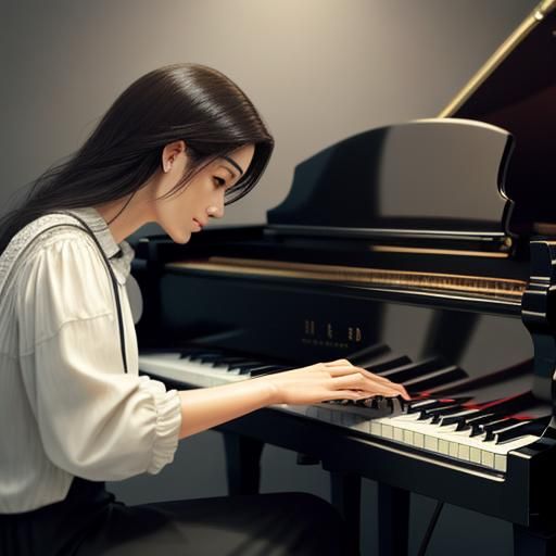 Microscopic Piano on Finger in Ultra-Realistic Detail