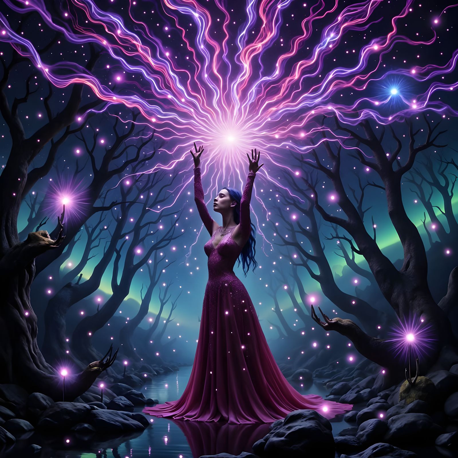 Mesmerizing Phosphenes <lora:Fancy Animal Smiles:1.0> <lora:Don Macana Style:0.7> <lora:Triple Layer Photo:1.0> <lora:Di...