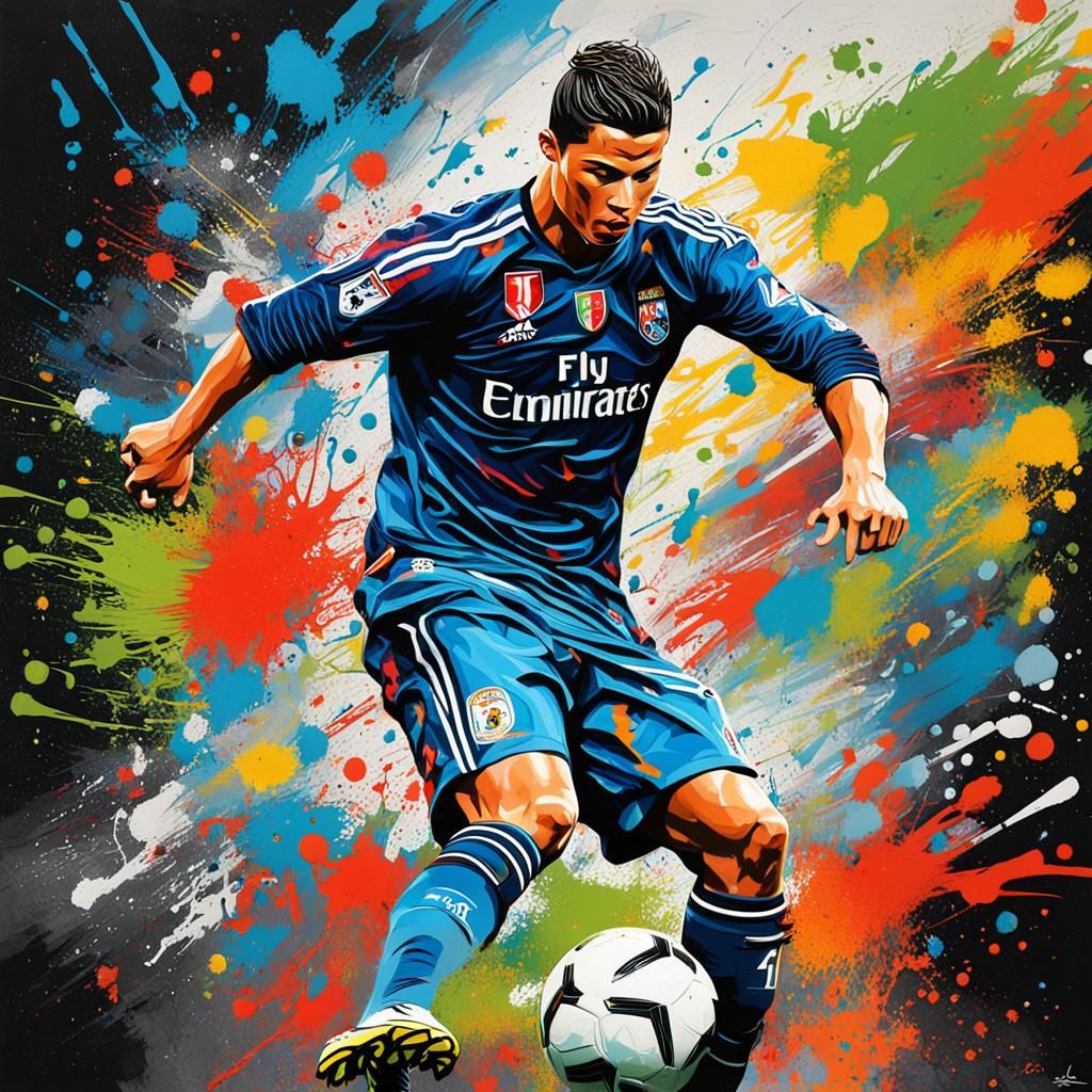 Cristiano Ronaldo Football Match in Graffiti Art