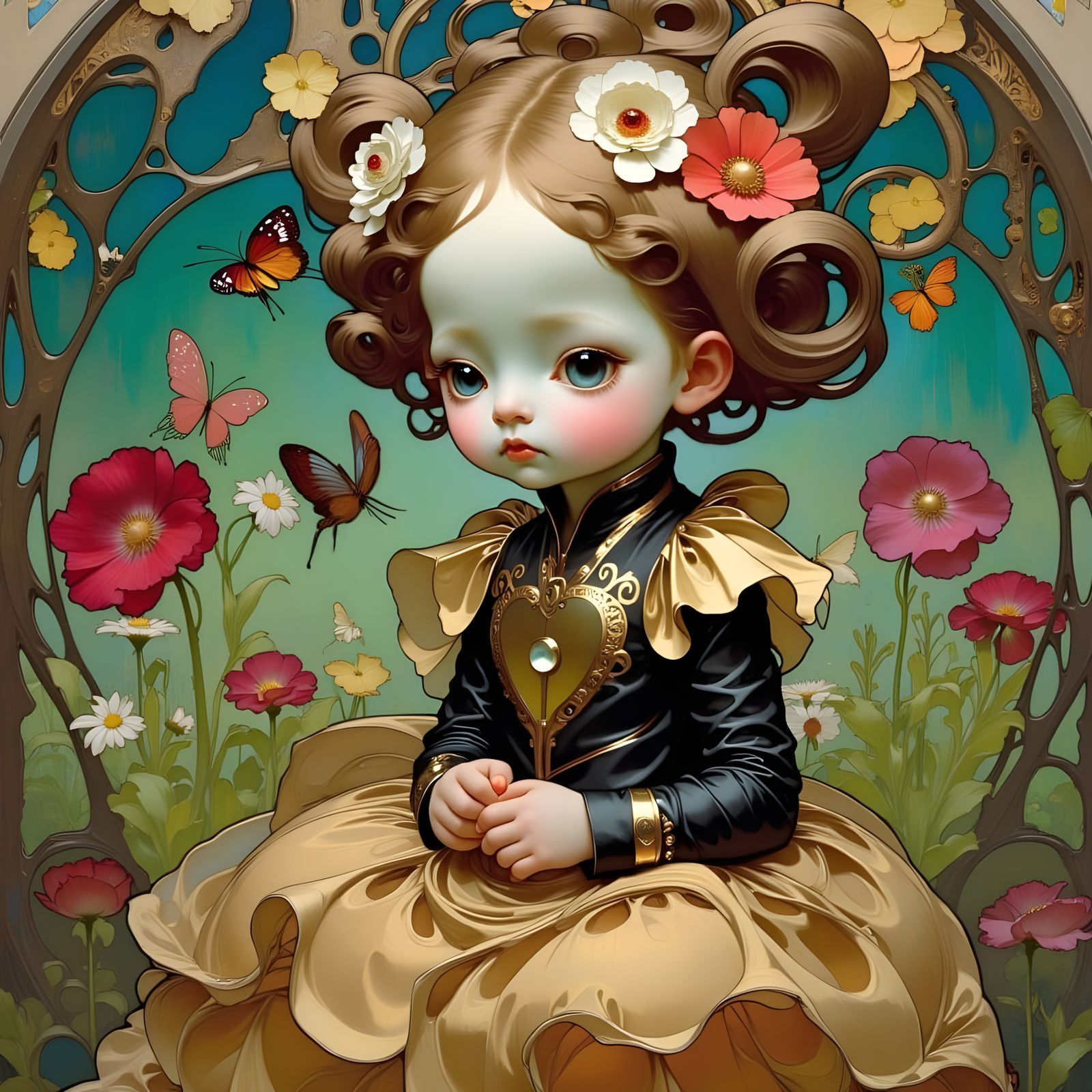 Cyborg Child Art Nouveau Digital Painting