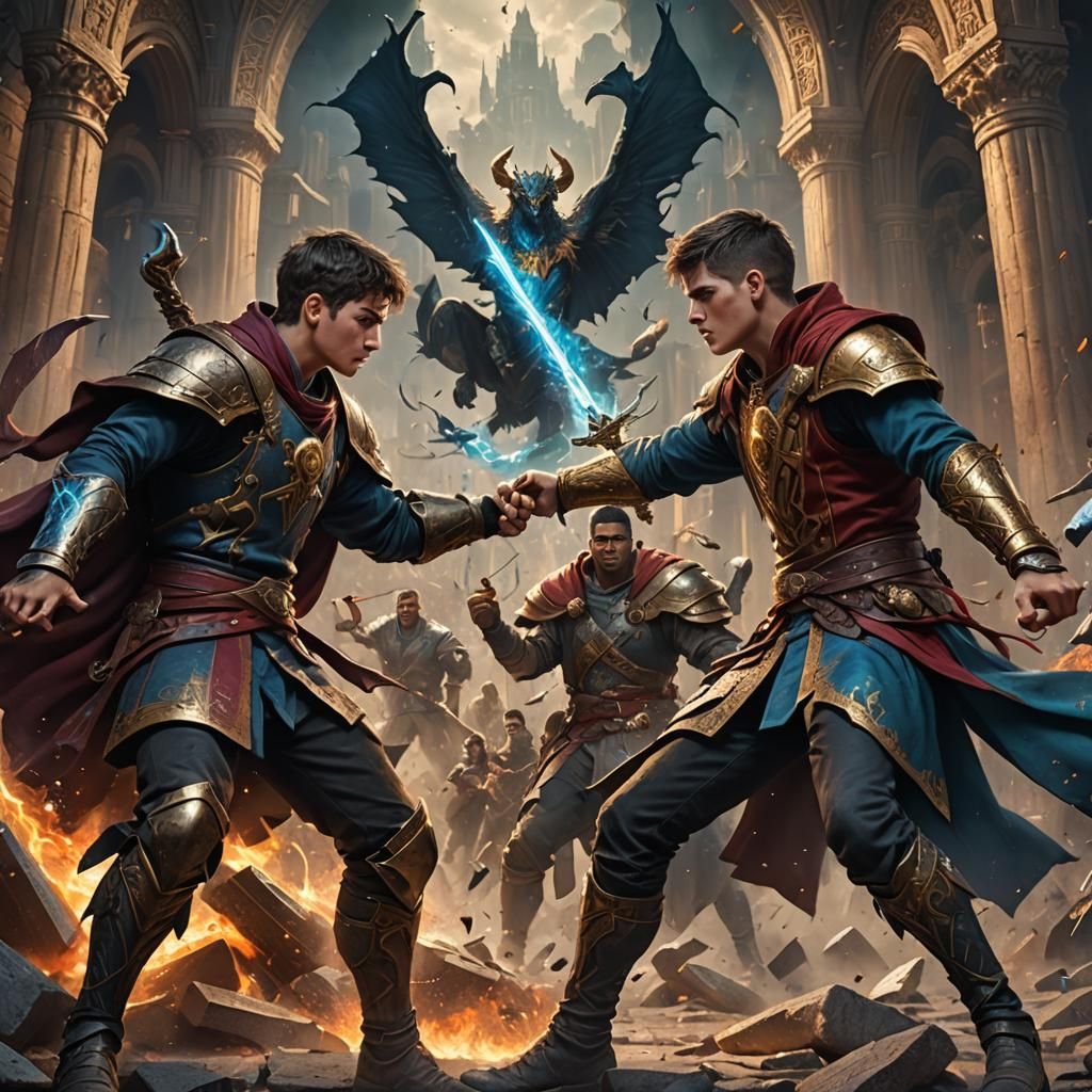 Teen Boy Battles Man of Power: Fantasy Book Cover
