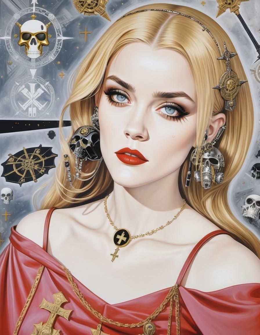 Warhammer 40K Space Marine Nun in Gothic Art Style