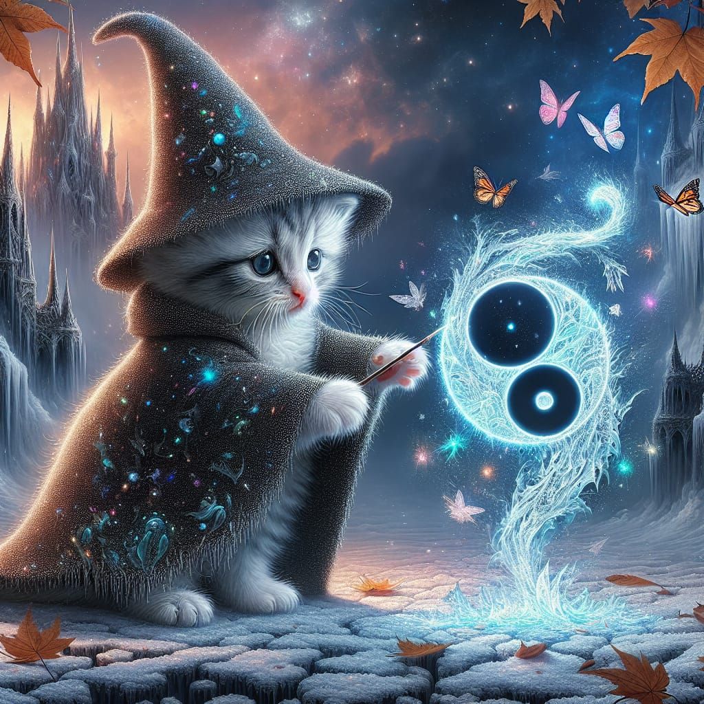 Cat Wizard Learning New Spell: ☯️ 2