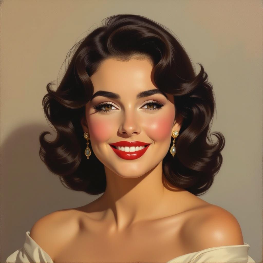 Elizabeth Taylor Oil Portrait in Chiaroscuro Style