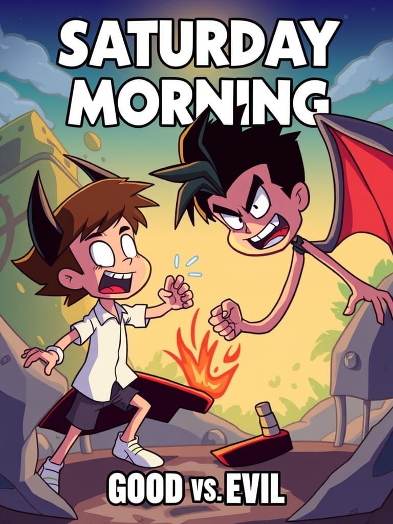 Dynamic Saturday morning good Vs Evil Kid's Cartoon Themed m...
