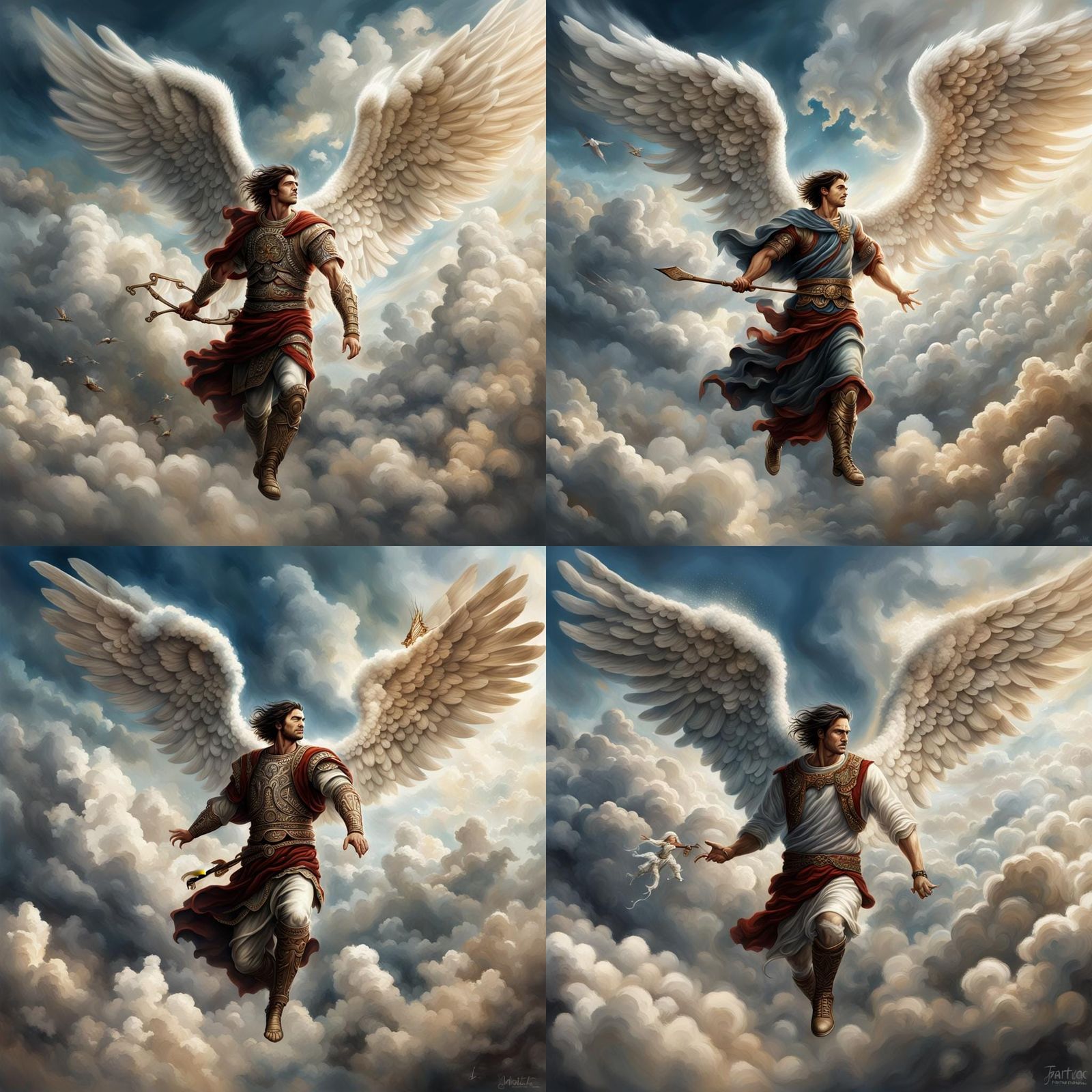 Angel Ascending Through Clouds, Detailed Matte Painting