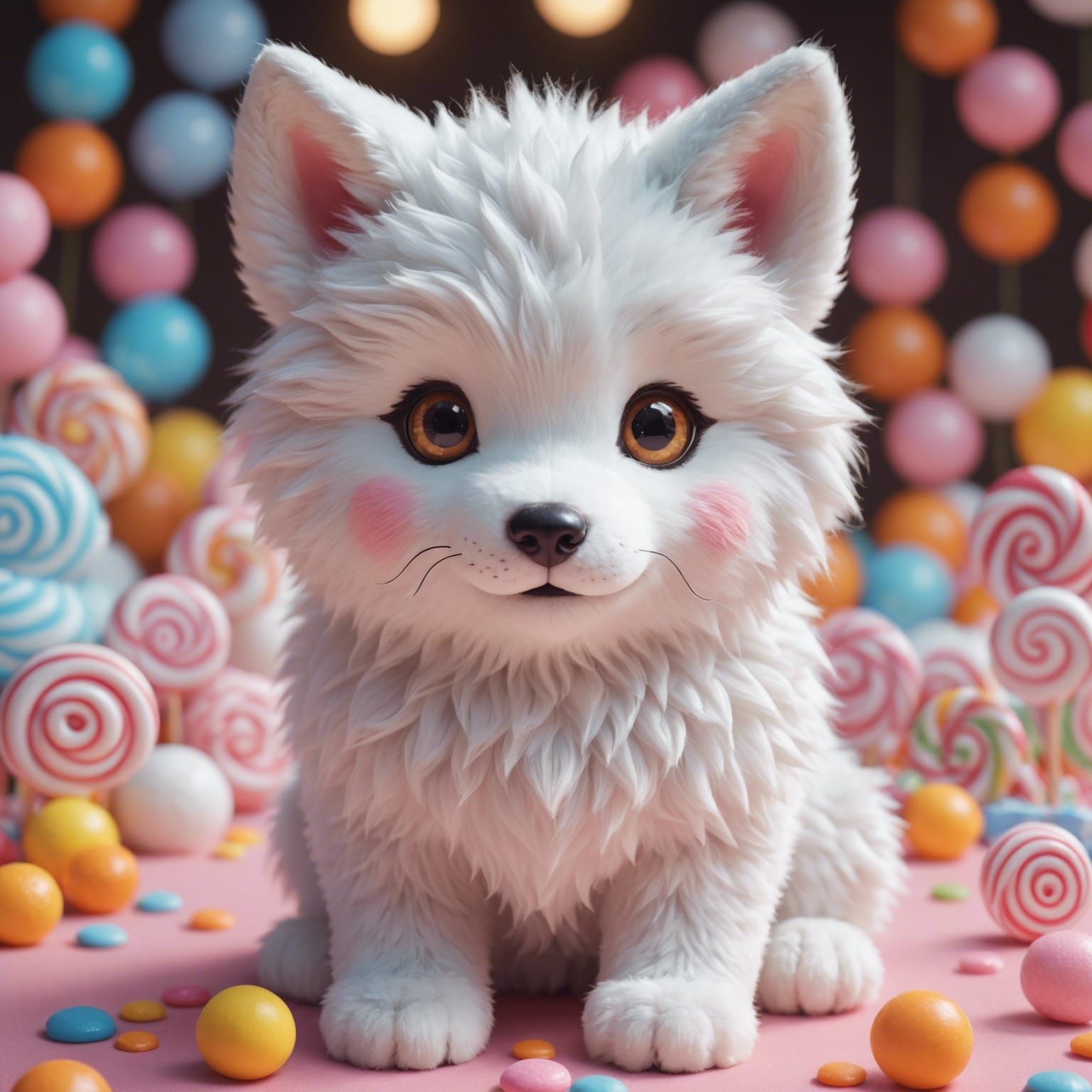 Adorable Candy Wolf Pup in Candyland