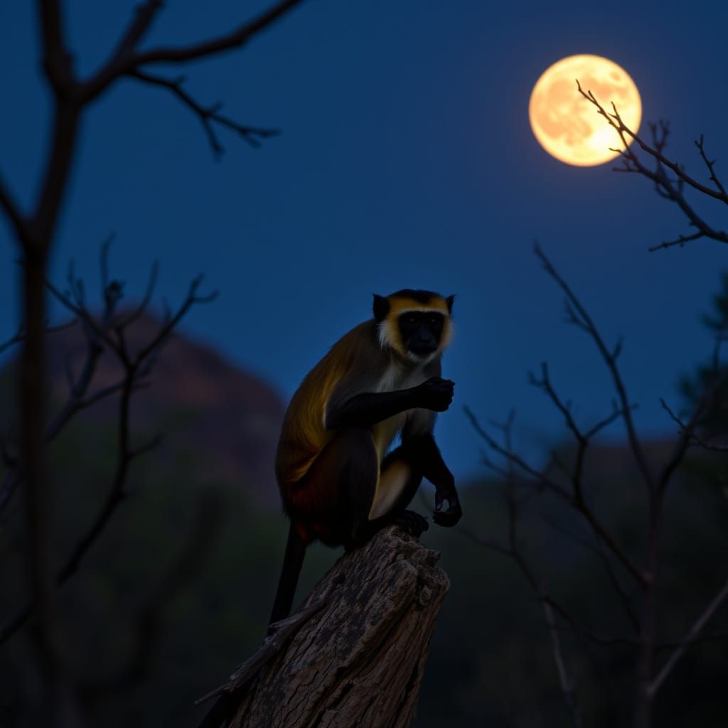 Devil Monkey Under Arizona Full Moon