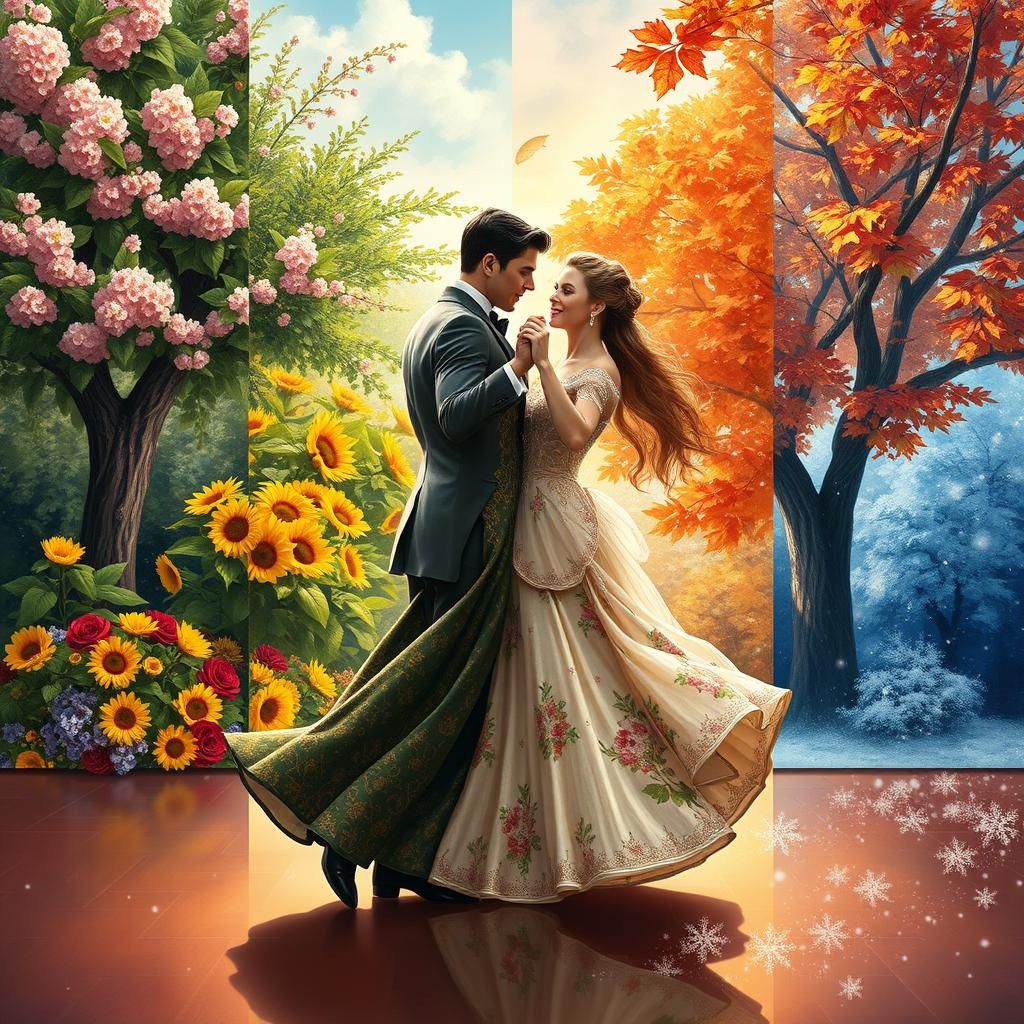 Couple Dancing Through the Four Seasons