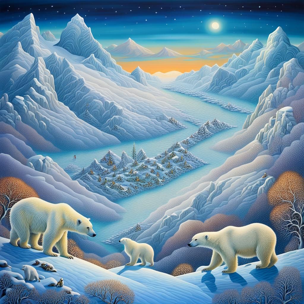 Polar Bears and Penguins in Triadic Colors