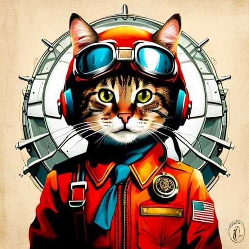 Cat  dressed as a pilot!