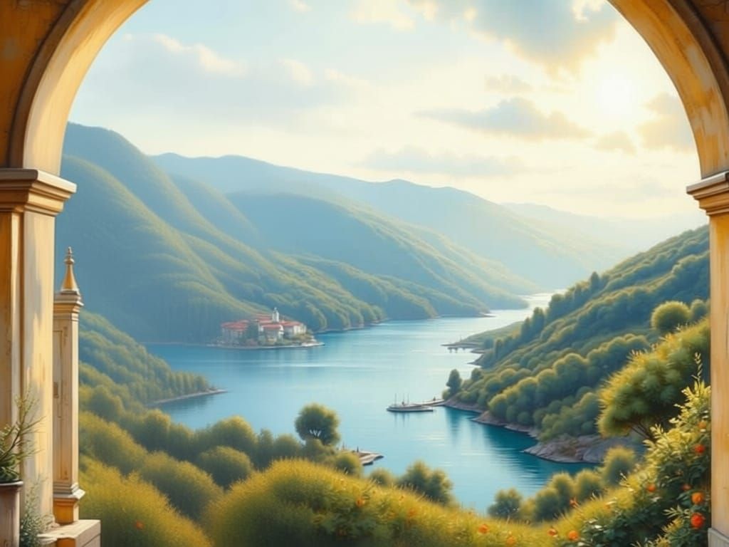 Black Woman in Floppy Hat Admiring Mediterranean Sea View