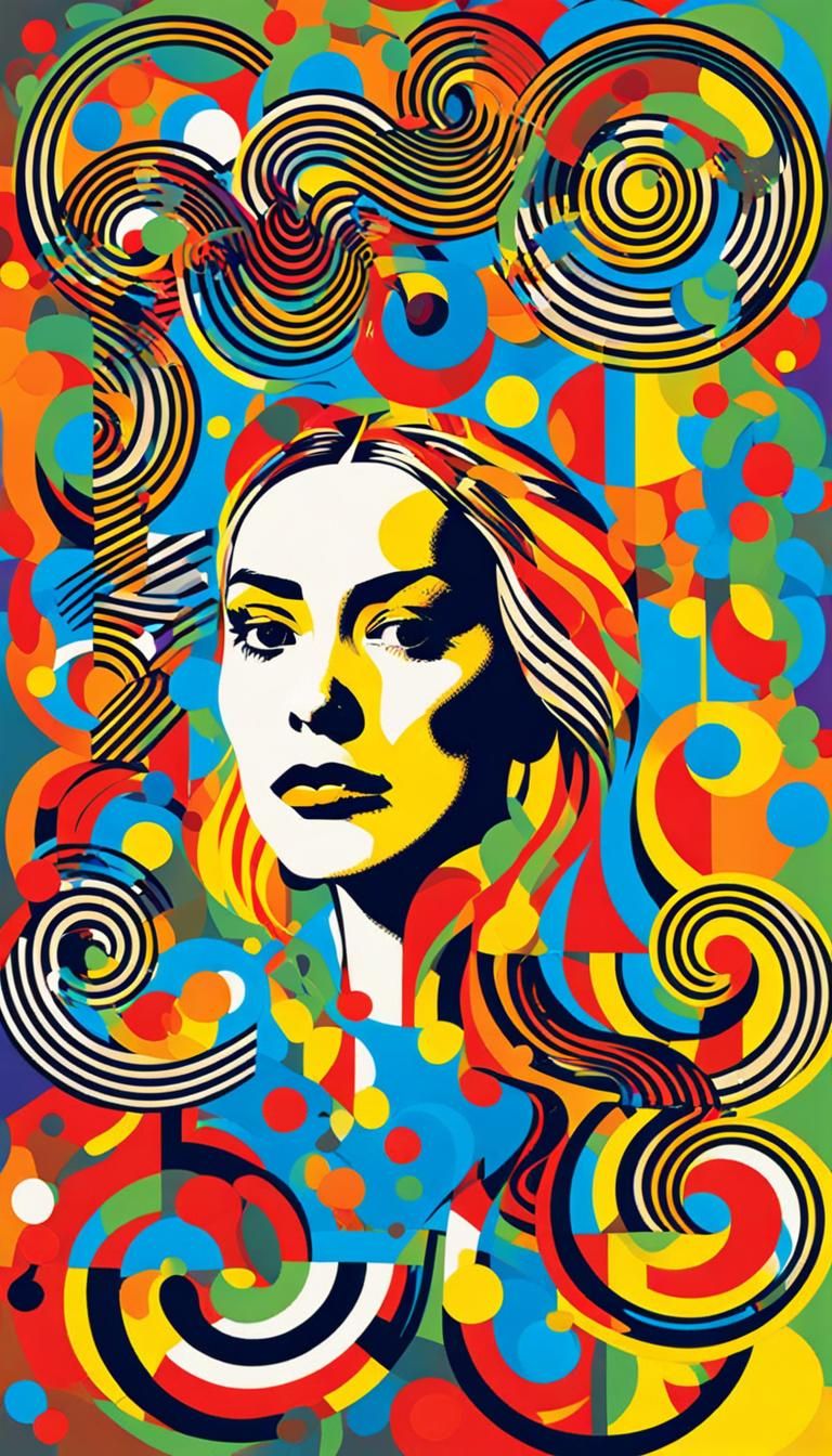 Sad Woman in Pop Art Screen Print