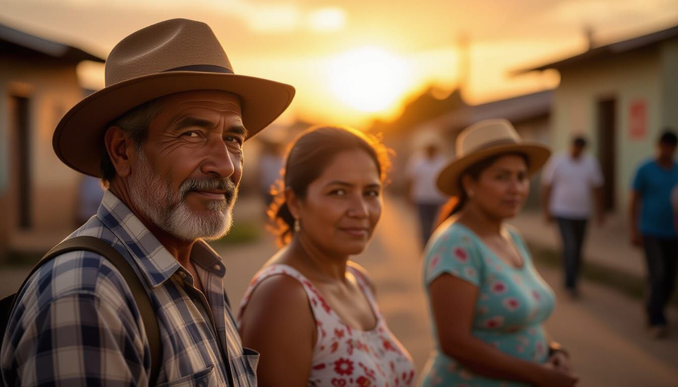 Vibrant Honduran People in Golden Hour Sunset Photograph