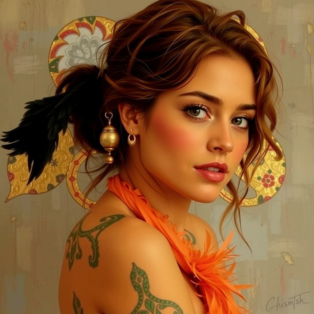 Abstract Expressionist Swirls of Iridescent Metallic Hues