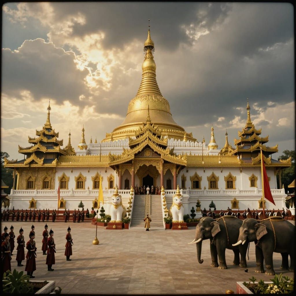 Myanmar Epic Movie Style Palace with Golden Roofs
