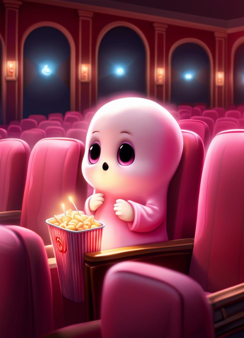 Pink Ghost at the Cinema: Digital Art