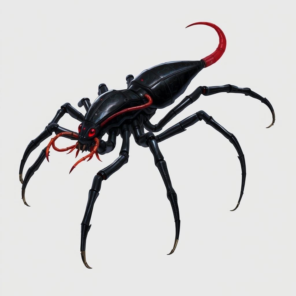 Surreal Six-Legged Creature in Dark Cyberpunk Aesthetic