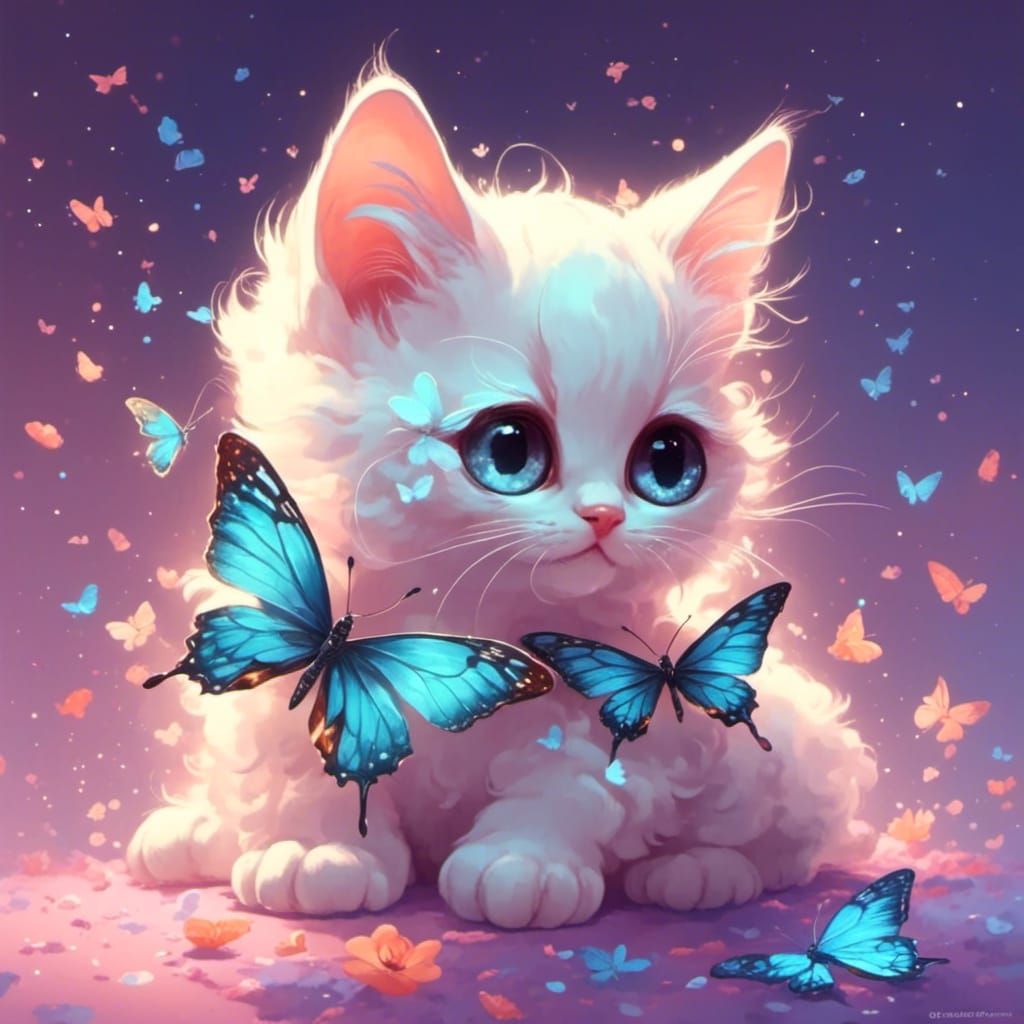 Siamese Kitten and Butterfly Playtime