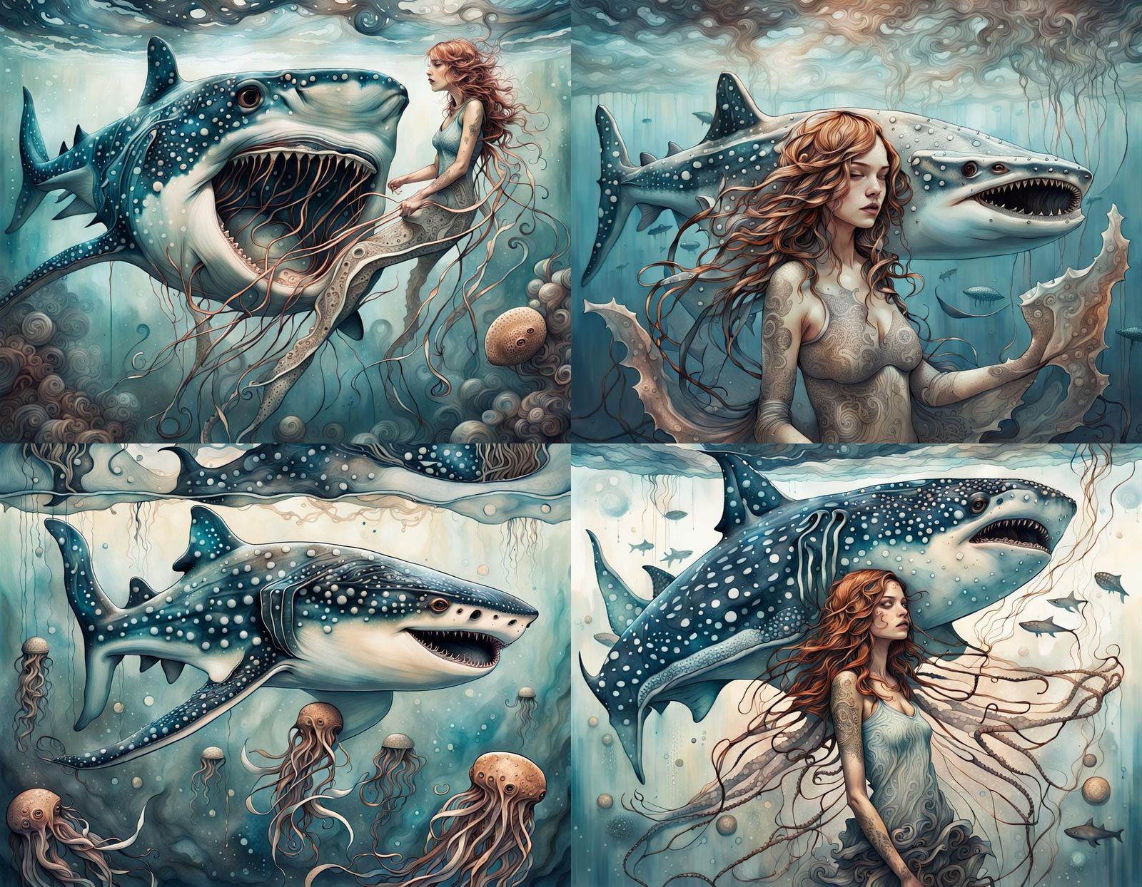 Chaotic Jellyfish-Whale Shark Hybrid Seascape