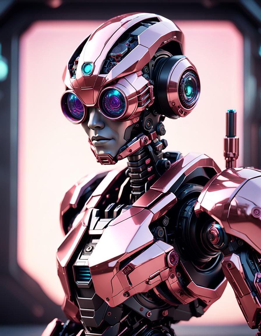 Futuristic Mech with Rose Tinted Glasses in Sci-Fi Style