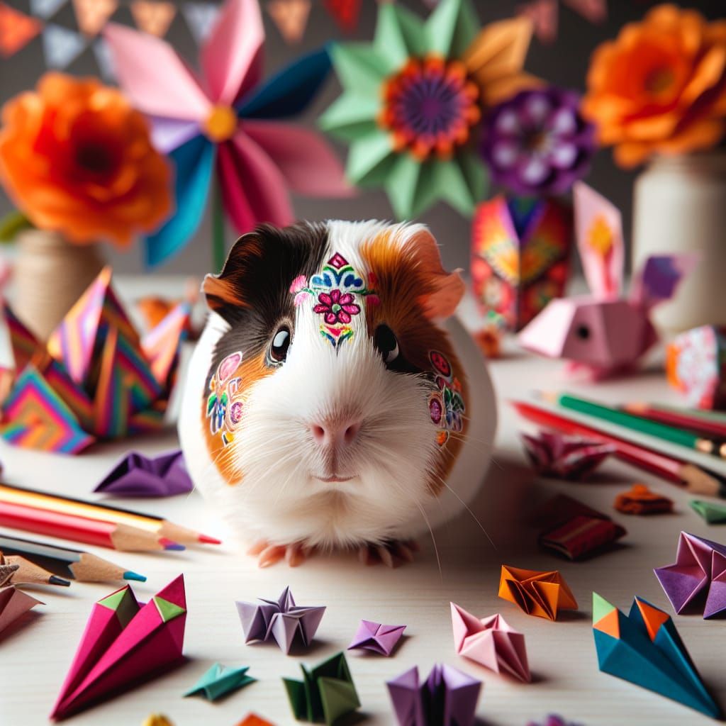 Guinea Pig with Día de los Muertos Face Paint