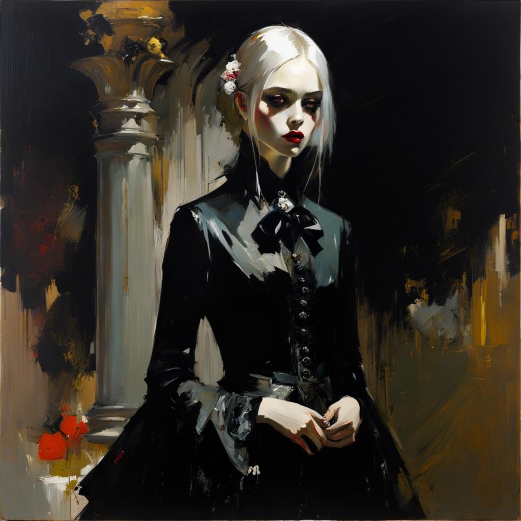 Gothic Girl in Dark Academia Style