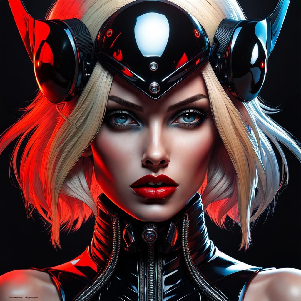Futuristic Gothic Mistress: A Hyperdetailed Portrait