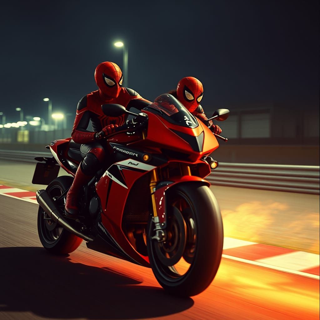 Spiderman and Spiderwoman Race on Motorbike: Cinematic Film ...