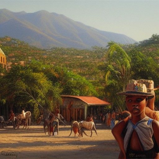 Haiti in Oil Painting Style