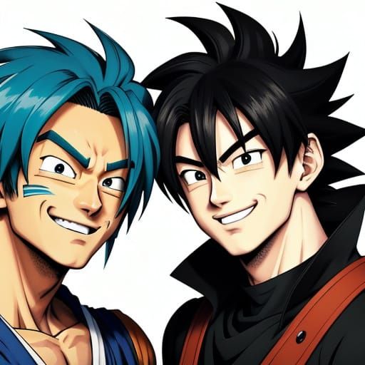 Anime-Inspired Portrait of Two Smiling Friends