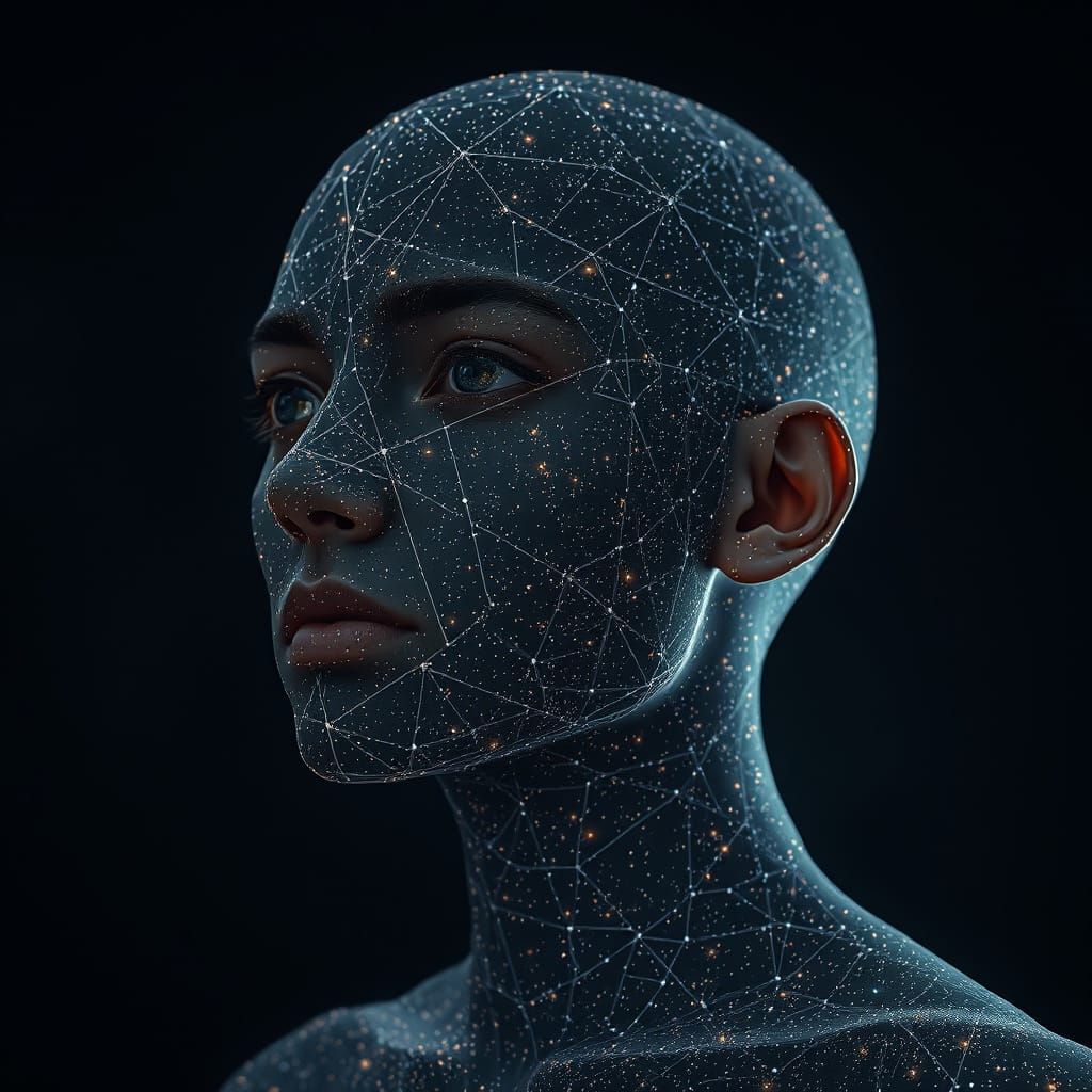 Cosmic Human Formed from Starry Night Sky