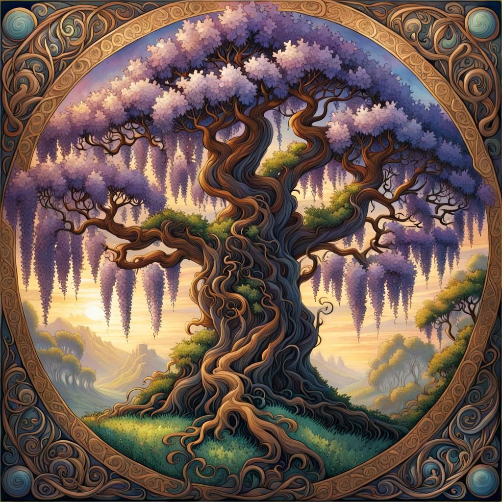 Wisteria Tree Puzzle: Celtic Art Nouveau Dreamscape