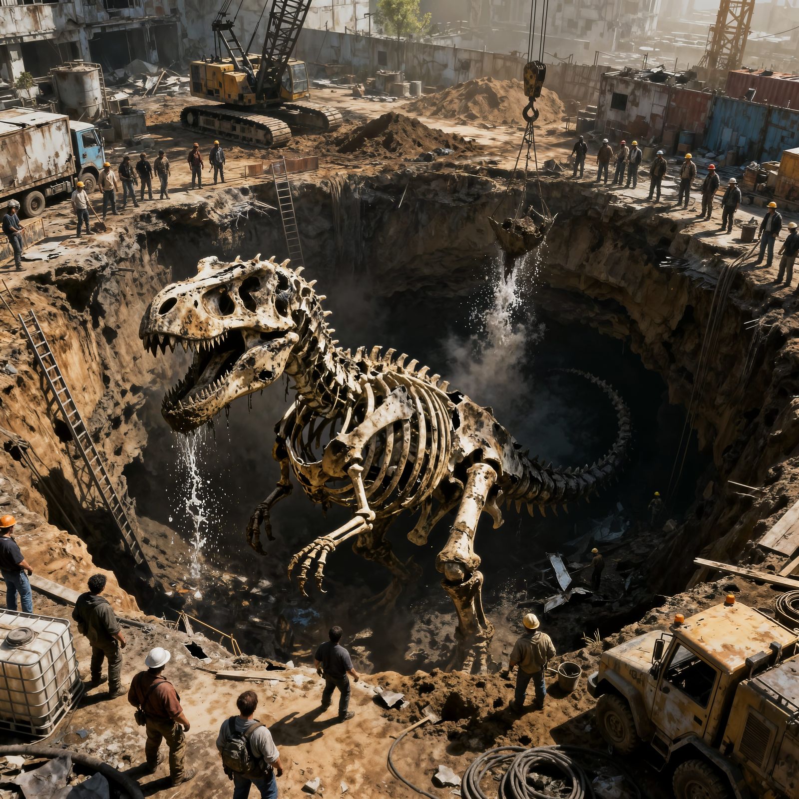 Gigantic Dinosaur Skeleton Excavation in Post-Apocalyptic Wo...