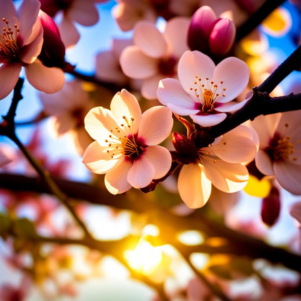 Blossom Close-Up at Sunrise with Bokeh