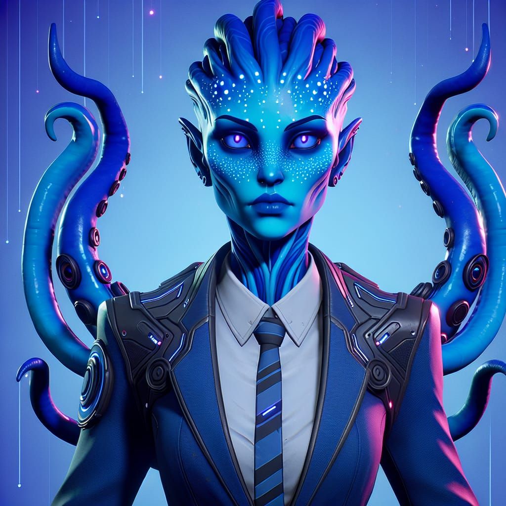 Powerful Alien Woman in Futuristic Style