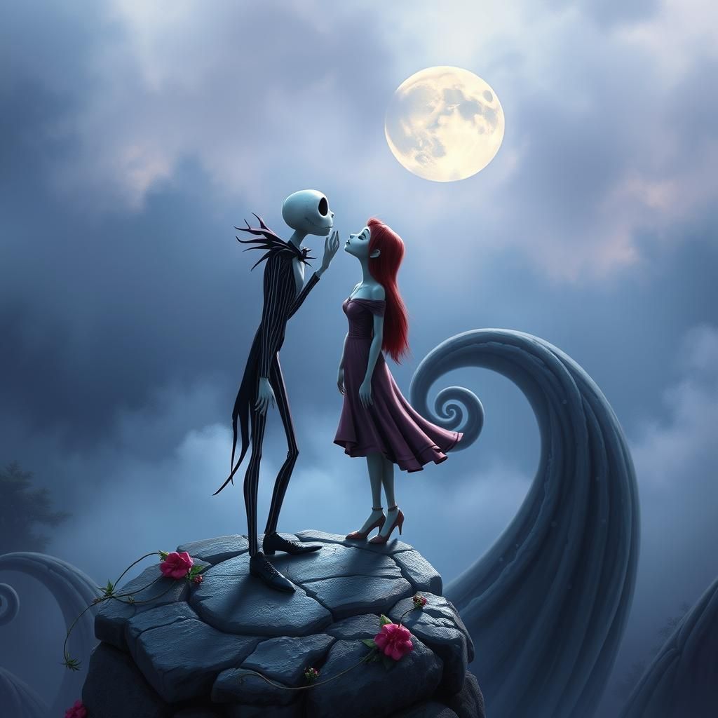 Jack and Sally's Romantic Spiral Hill Kiss