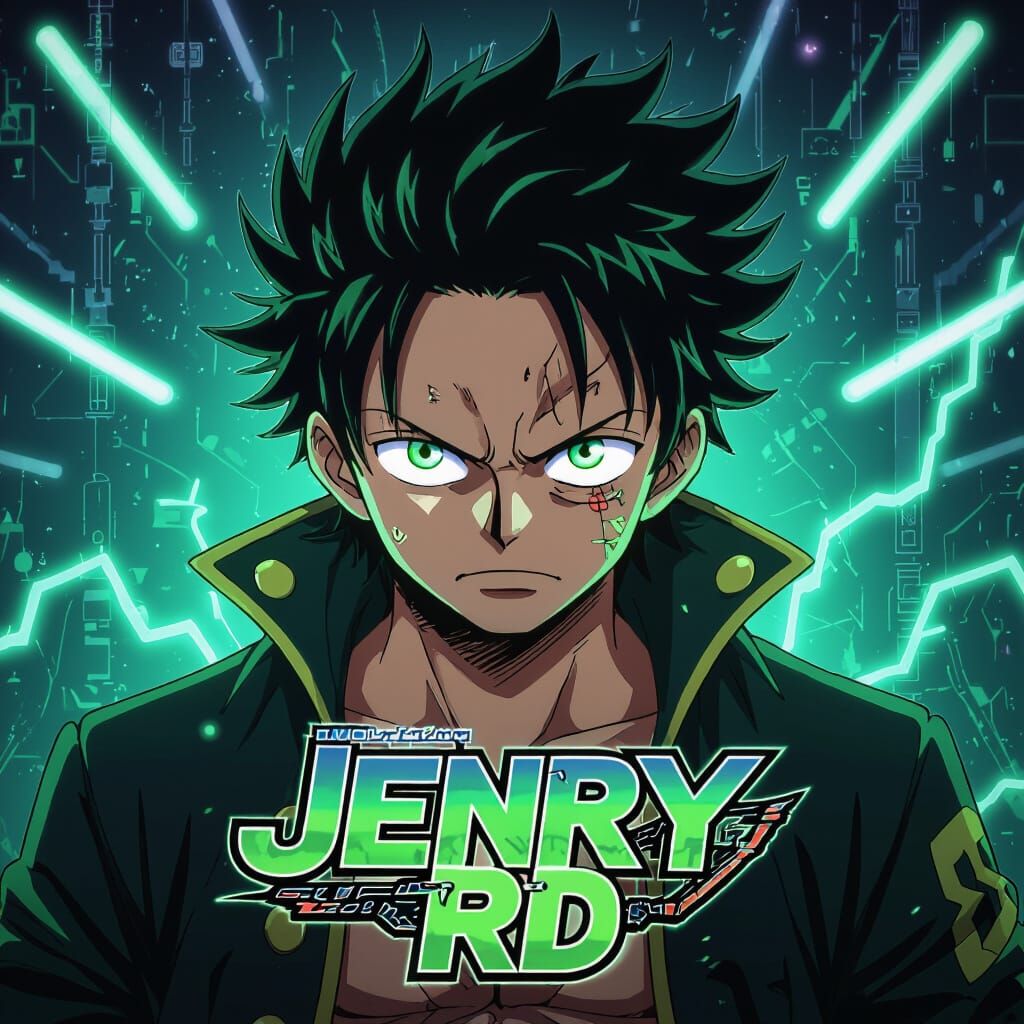 Anime Character with Neon Lights in One Piece Style
