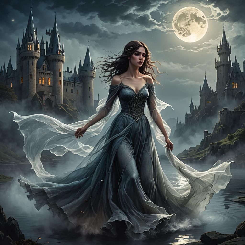 Romantic Gothic Dance of Monster and Woman