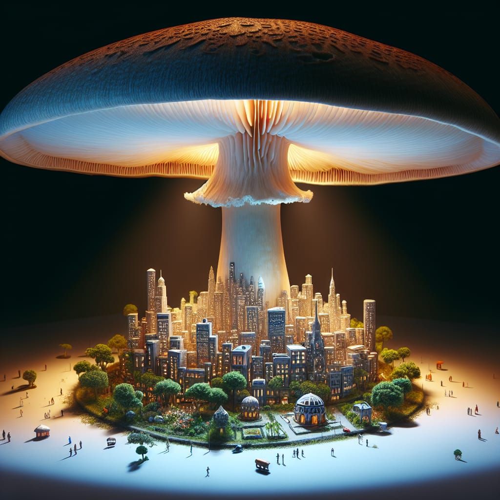 Mushroom City: Miniature Metropolis Inside a Fungus