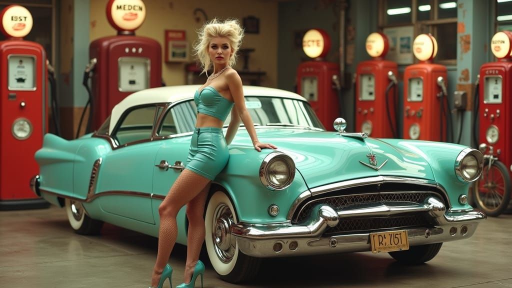 Retro-Futuristic Blonde in Atomic-Age Garage