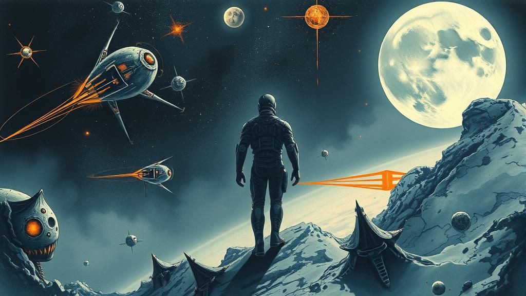 Sci-Fi Figure in Surreal Cosmic Automatism