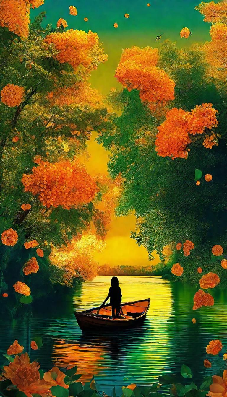 Surreal River Scene with Kaleidoscope Eyes